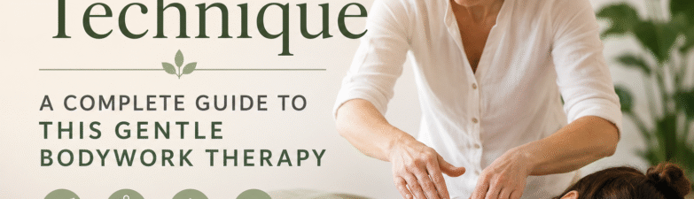 Bowen Technique therapy session showing a practitioner applying gentle hands-on bodywork to a relaxed client on a massage table in a calm wellness setting.
